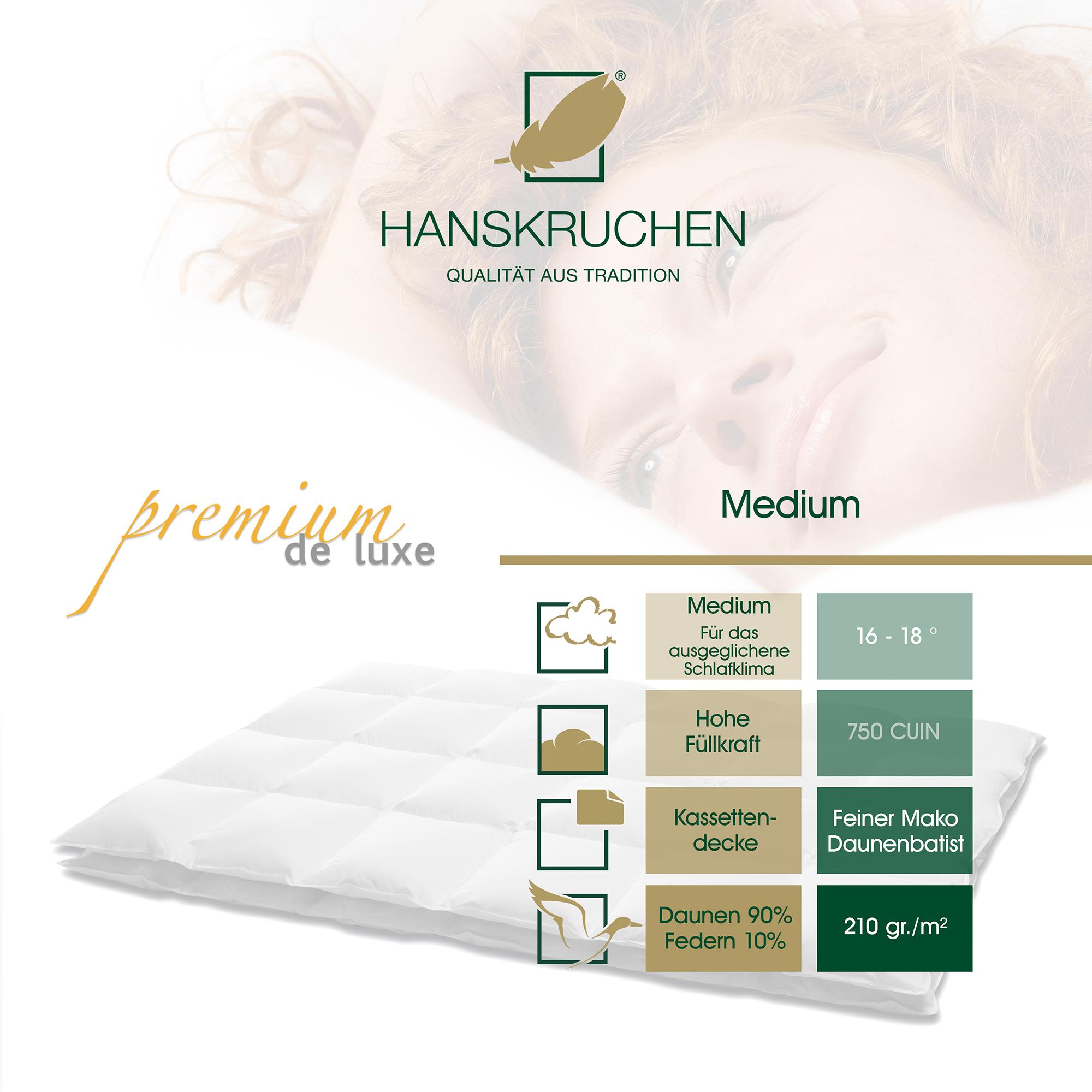 Hanskruchen Premium **** Daunenkissen Made in Germany Daunen Kopfkissen aus 100% Baumwolle - für