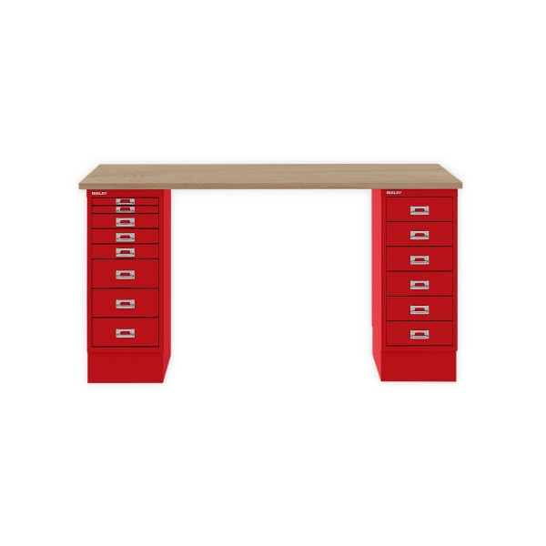 Bisley Home MultiDesk 018670 natürliche Eiche/kardinalrot