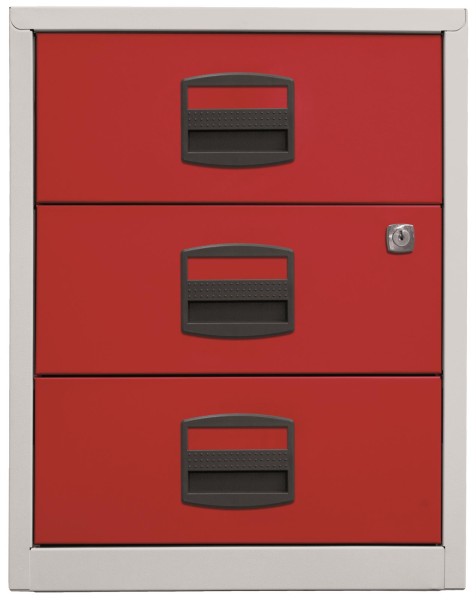 Bisley Home Schubladenschrank PFA | Home Filer 506 Korpus lichtgrau, Fronten kardinalrot