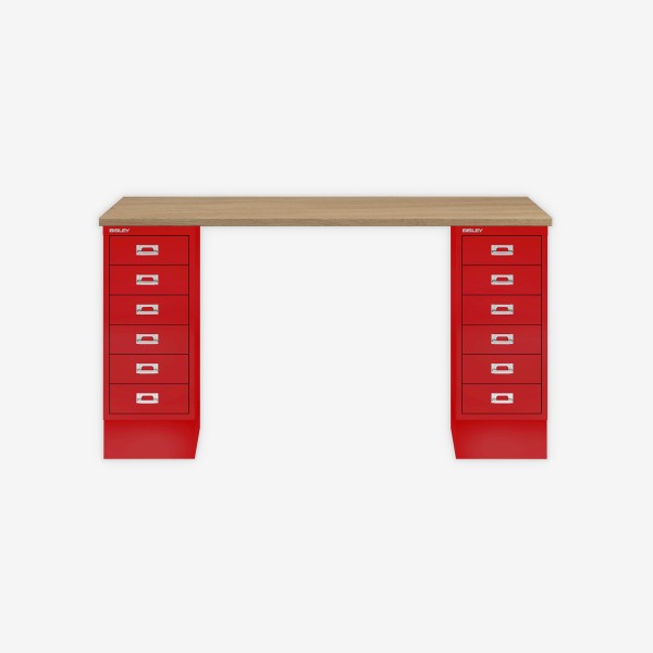 Bisley Home MultiDesk 018670 natürliche Eiche/kardinalrot
