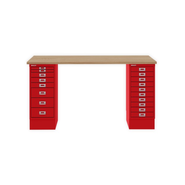 Bisley Home MultiDesk 018670 natürliche Eiche/kardinalrot