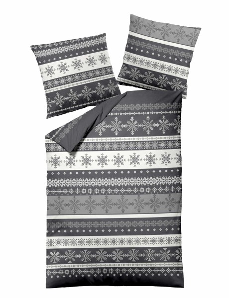 Dormisette Edelbiber Bettwäsche-Set "Grau Weiß Schnee" Farbe 91