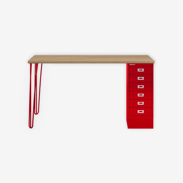 Bisley Home MultiDesk 018670 natürliche Eiche/kardinalrot